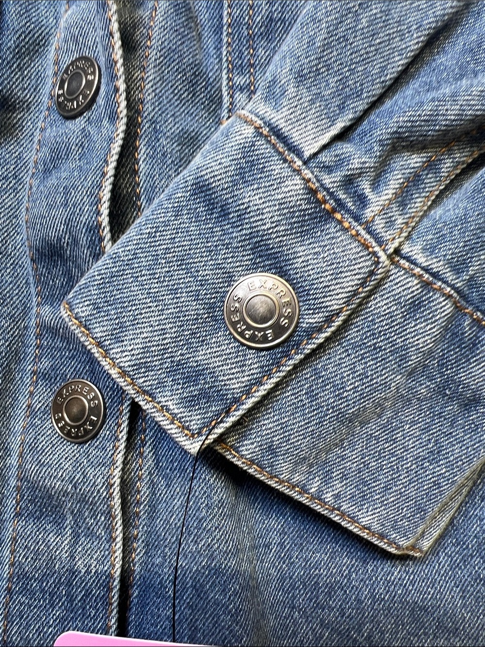 Express Mid Wash Denim Shirt Jacket in Blue - Picture 6 of 6